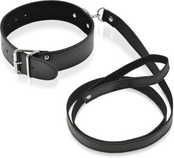 SKÓRZANA OBROŻA ZE SMYCZĄ ZESTAW DO ZNIEWOLENIA BDSM - 77150354