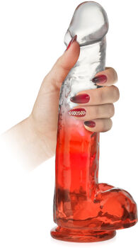 DWUKOLOROWE DILDO 24 cm ŻELOWY SZTUCZNY PENIS NA MOCNEJ PRZYSSAWCE - 78955402