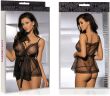 ZMYSŁOWY PRZEŚWITUJĄCY PENIUAR Z KORONKĄ + SEKSOWNE STRINGI - 57292038  - 3